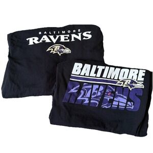 Lot Of 2 Baltimore Ravens NFL Shirts Long Short Sleeve Spellout Football M